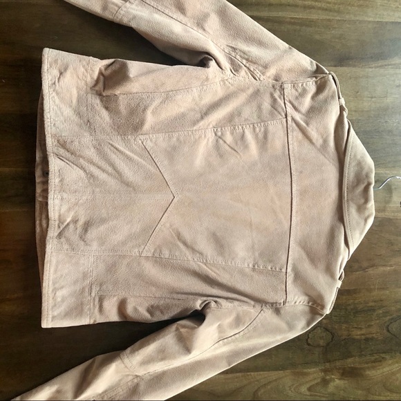 Blush Suede Leather Moto Biker Jacket - Picture 4 of 8